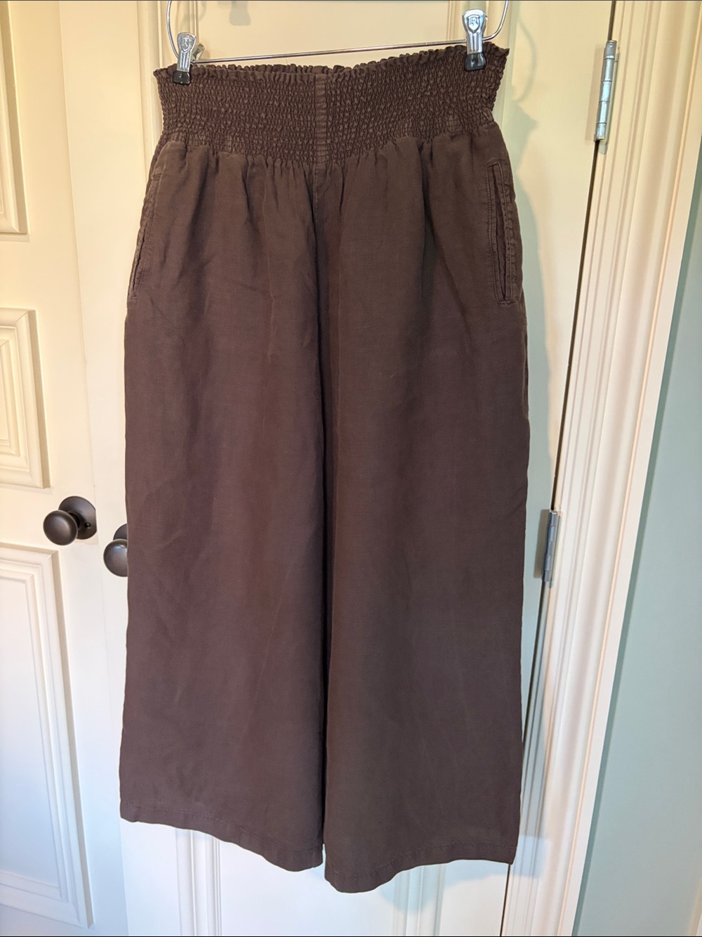 Wide Leg women’s linen  Pants - Brown
